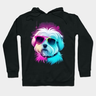 Cool Maltese Dog with Sunglasses Hoodie